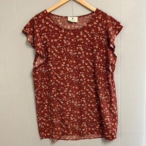 NWOT Betsey’s Boutique Shop Floral Ruffle Sleeve Top XL New Without Tags